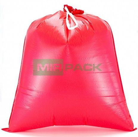 Мешки для мусора с завязками 120 л, 10 штук, ПCД, 3-х слойный, красные, 35 мкм, для тяжелого и острого мусора прямое дно + ленты для затягивания - Вид 2